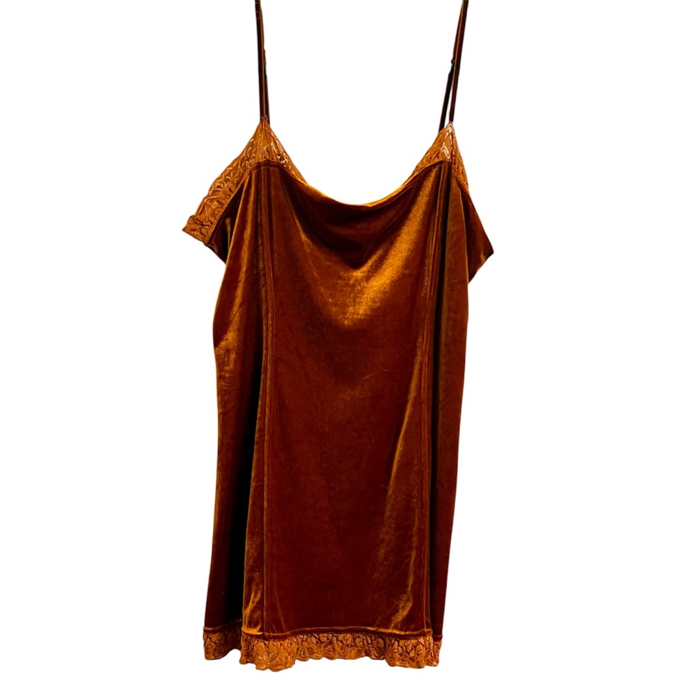 Vintage Delicates Velvet Feel Lace Nightgown Lingerie Slip Dress in Rich Brown - Picture 1 of 7